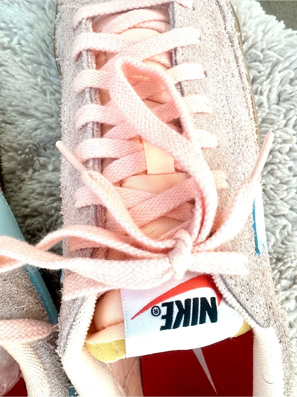 Nike Blazer Low Platform Suede Sneakers Peach & Blue Gum Sole Women’s 10 - Picture 11 of 15